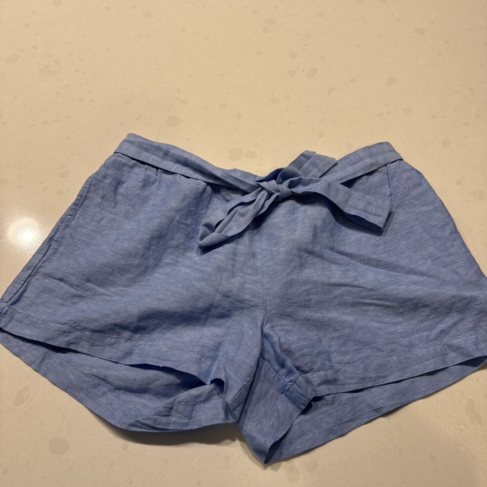 J. Crew High Waist Blue Tie Shorts